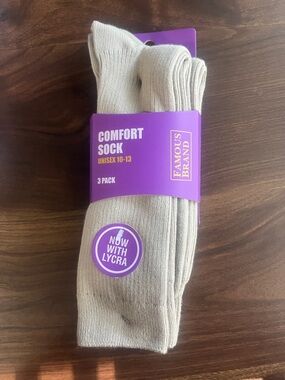 Men’s Comfort Crew Socks - Cream (3 Pack)